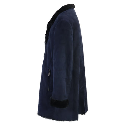 GIORGIOARMANI Stand Collar Mouton Coat Navy Size ITA54