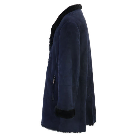 GIORGIOARMANI Stand Collar Mouton Coat Navy Size ITA54
