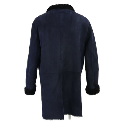 GIORGIOARMANI Stand Collar Mouton Coat Navy Size ITA54