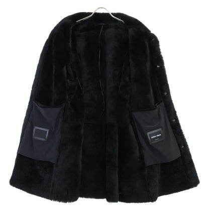 GIORGIOARMANI Stand Collar Mouton Coat Navy Size ITA54