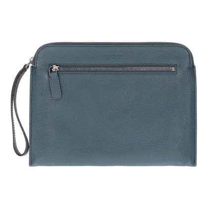 GIORGIOARMANI Leather Clutch Bag Navy