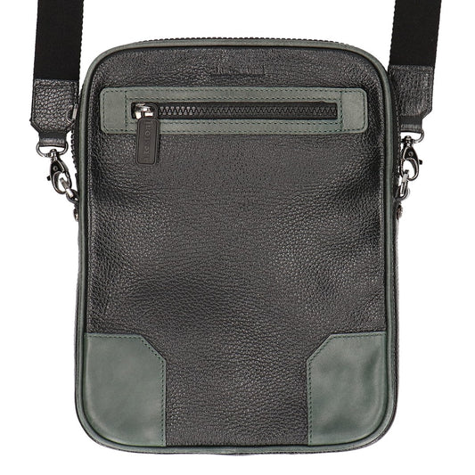 a.testoni Leather Vertical Crossbody Bag Black/Green