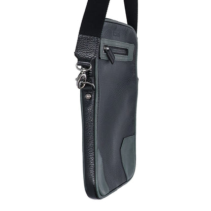 a.testoni Leather Vertical Crossbody Bag Black/Green