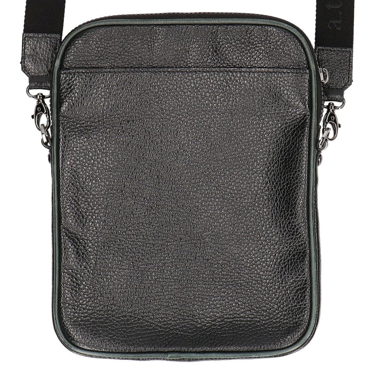 a.testoni Leather Vertical Crossbody Bag Black/Green