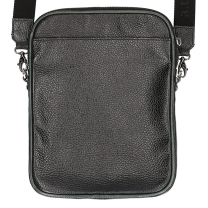 a.testoni Leather Vertical Crossbody Bag Black/Green