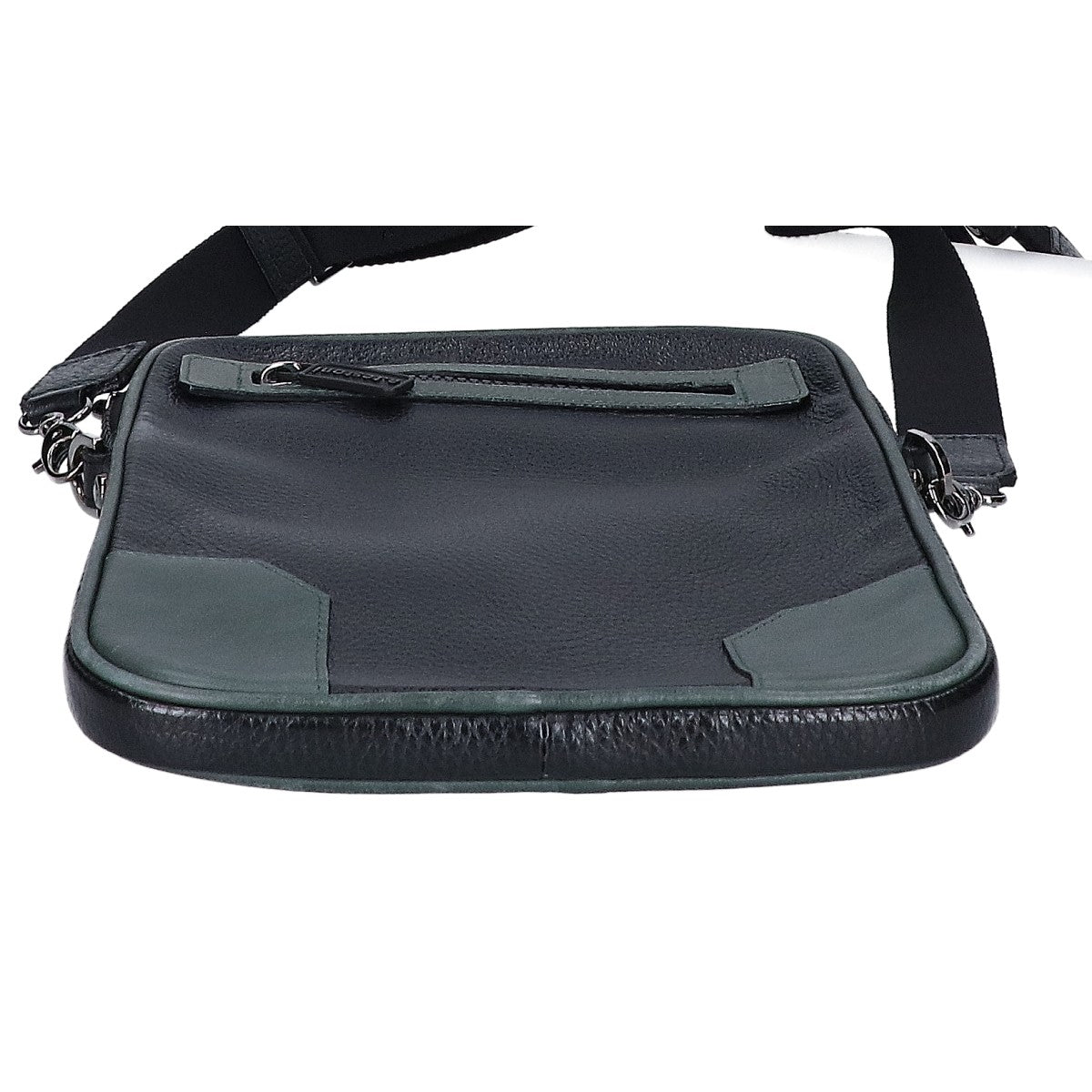 a.testoni Leather Vertical Crossbody Bag Black/Green