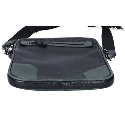 a.testoni Leather Vertical Crossbody Bag Black/Green