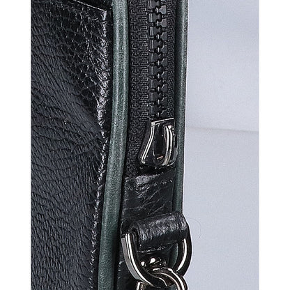 a.testoni Leather Vertical Crossbody Bag Black/Green