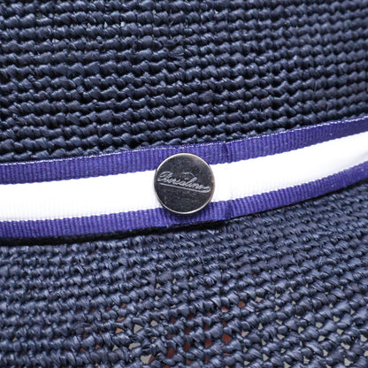 Borsalino Navy Raffia Cloche Rollable Hat Size 56