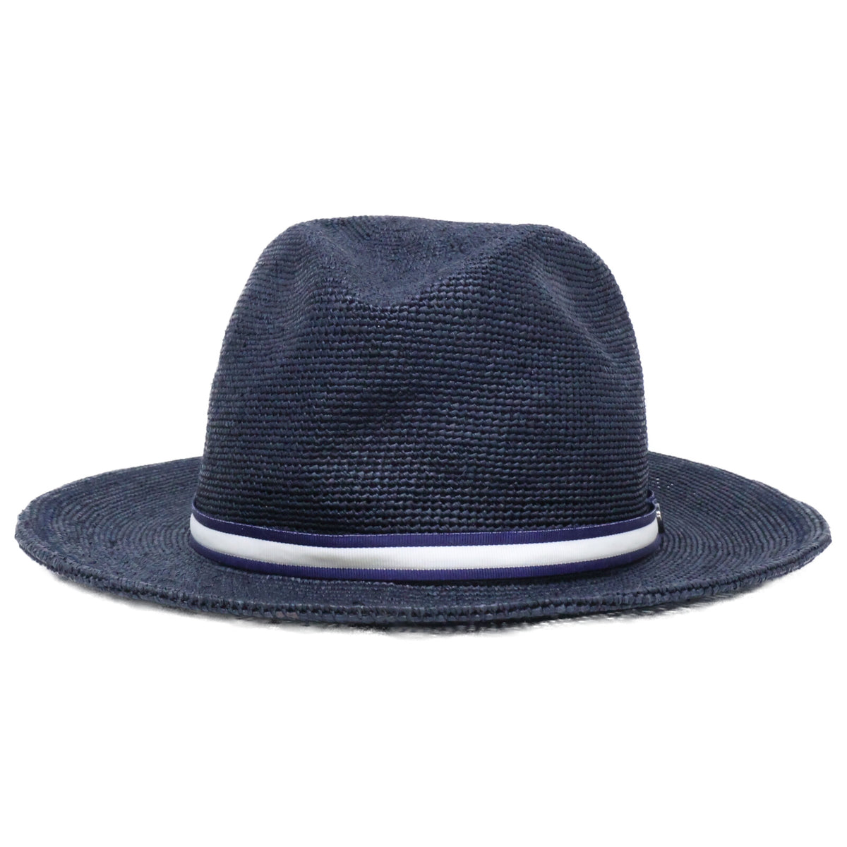 Borsalino Navy Raffia Cloche Rollable Hat Size 56