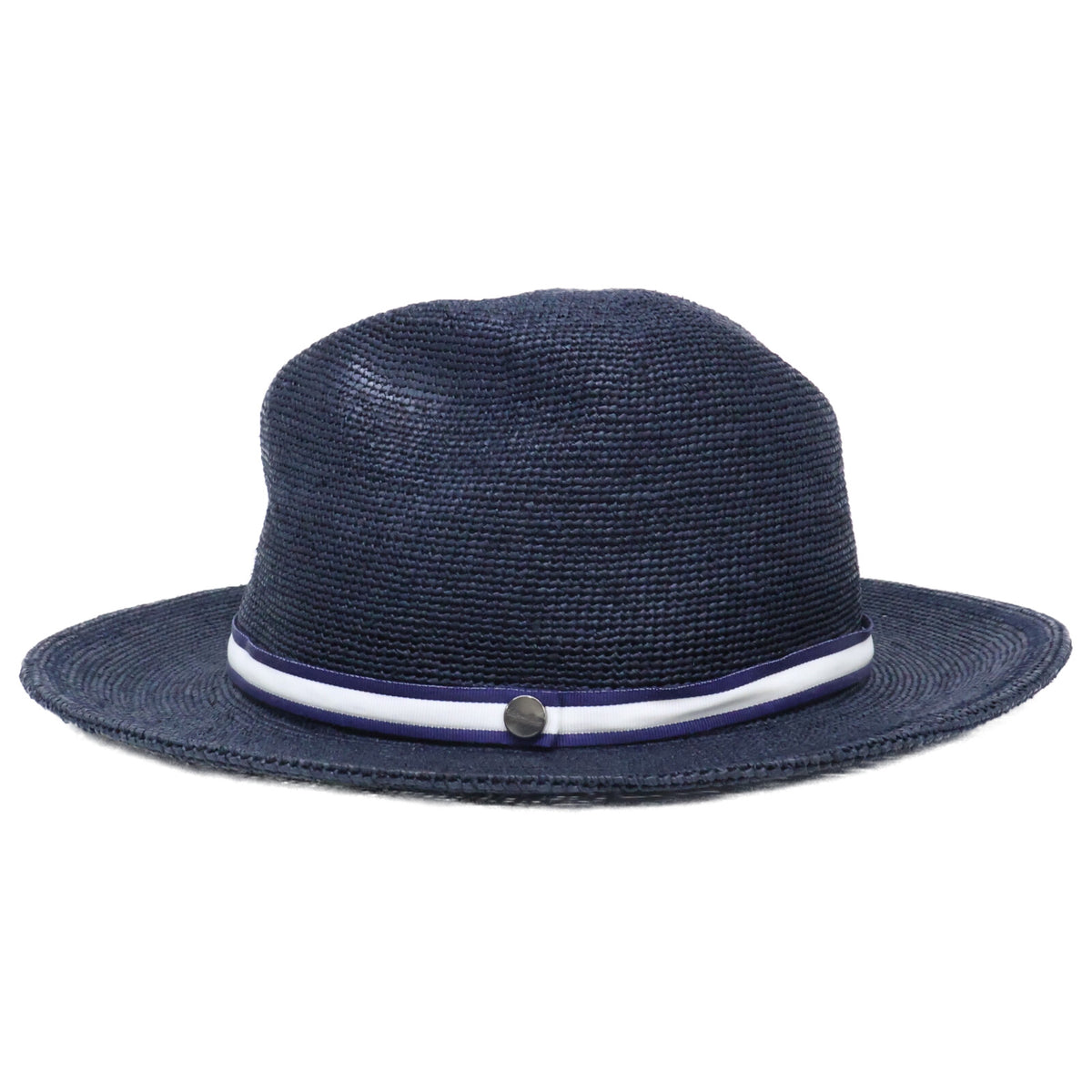 Borsalino Navy Raffia Cloche Rollable Hat Size 56