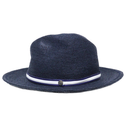 Borsalino Navy Raffia Cloche Rollable Hat Size 56