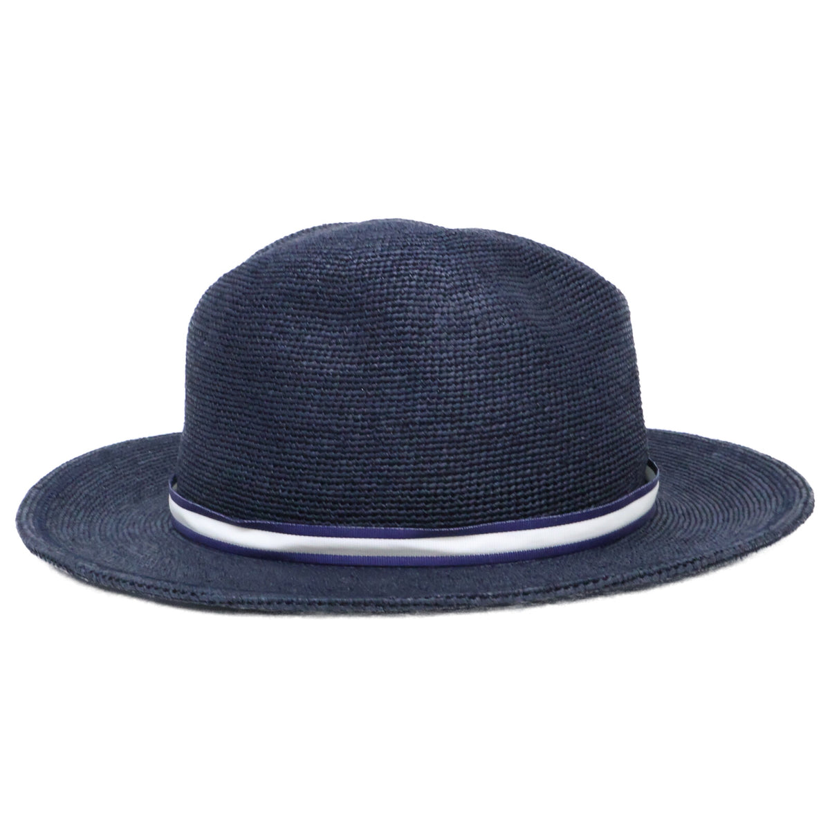 Borsalino Navy Raffia Cloche Rollable Hat Size 56