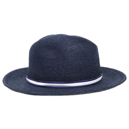 Borsalino Navy Raffia Cloche Rollable Hat Size 56
