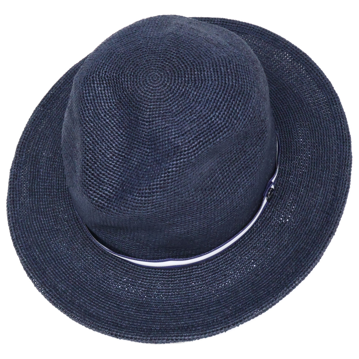 Borsalino Navy Raffia Cloche Rollable Hat Size 56