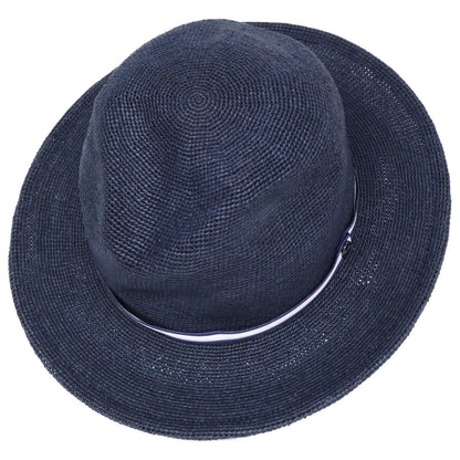Borsalino Navy Raffia Cloche Rollable Hat Size 56