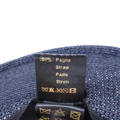 Borsalino Navy Raffia Cloche Rollable Hat Size 56
