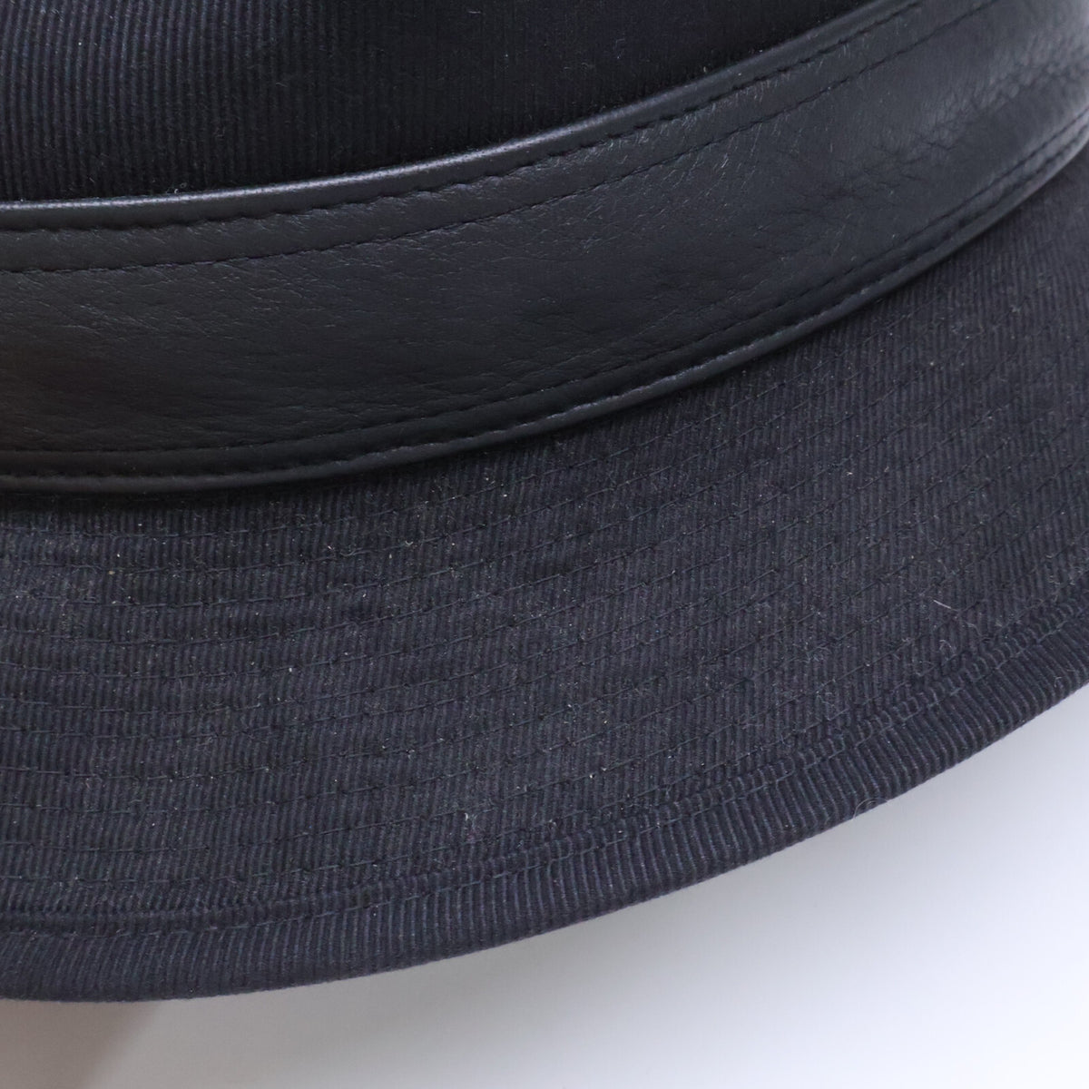 HERMES Cotton Deerskin Fedora Hat Black Size 58