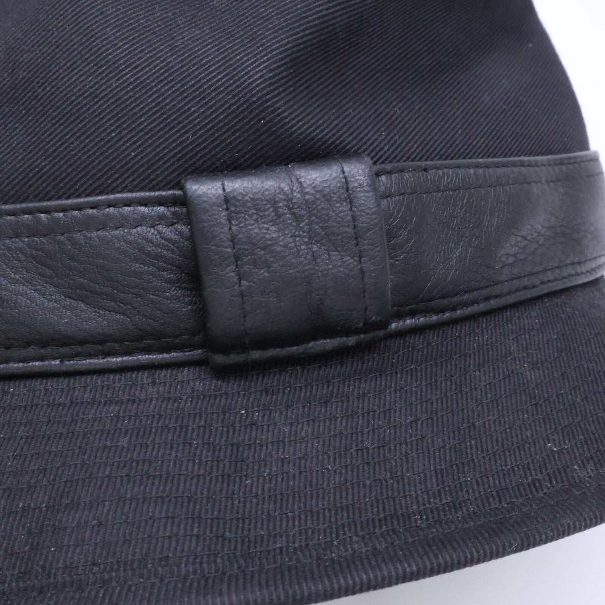 HERMES Cotton Deerskin Fedora Hat Black Size 58