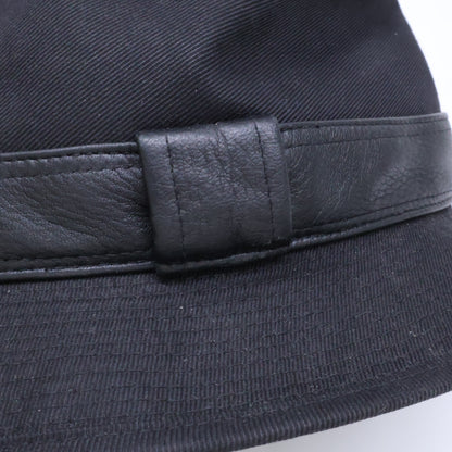 HERMES Cotton Deerskin Fedora Hat Black Size 58