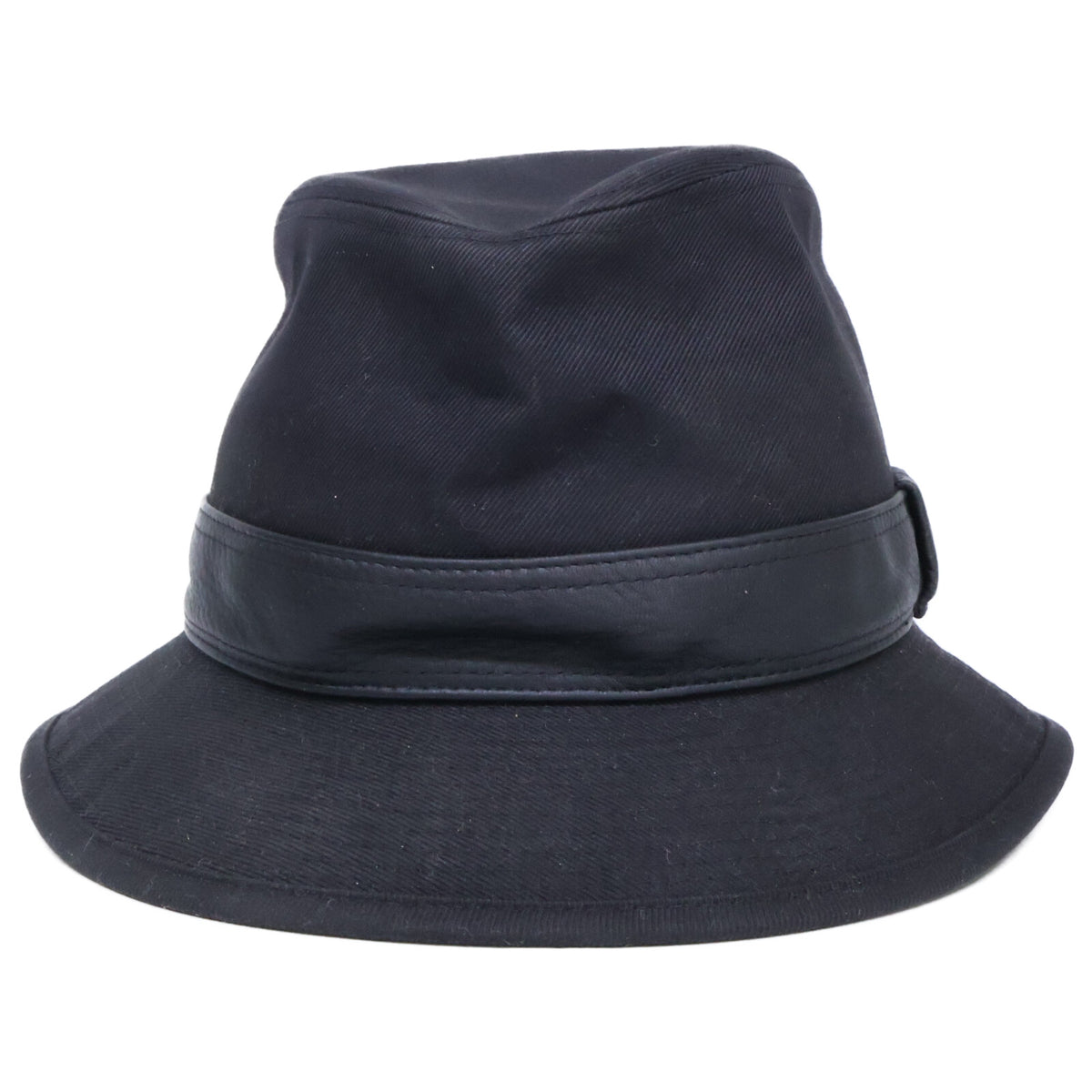 HERMES Cotton Deerskin Fedora Hat Black Size 58