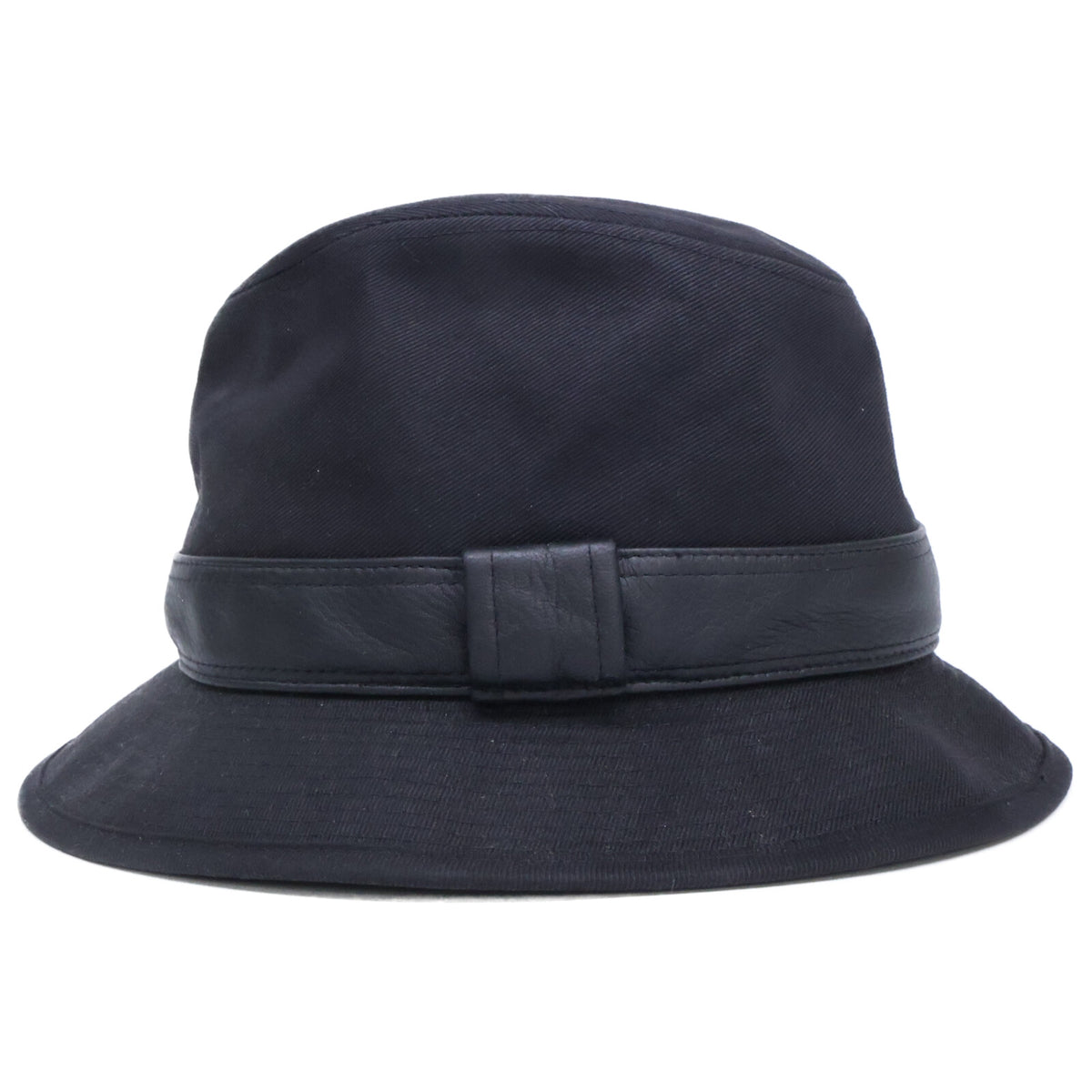 HERMES Cotton Deerskin Fedora Hat Black Size 58