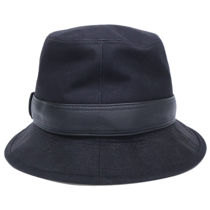 HERMES Cotton Deerskin Fedora Hat Black Size 58
