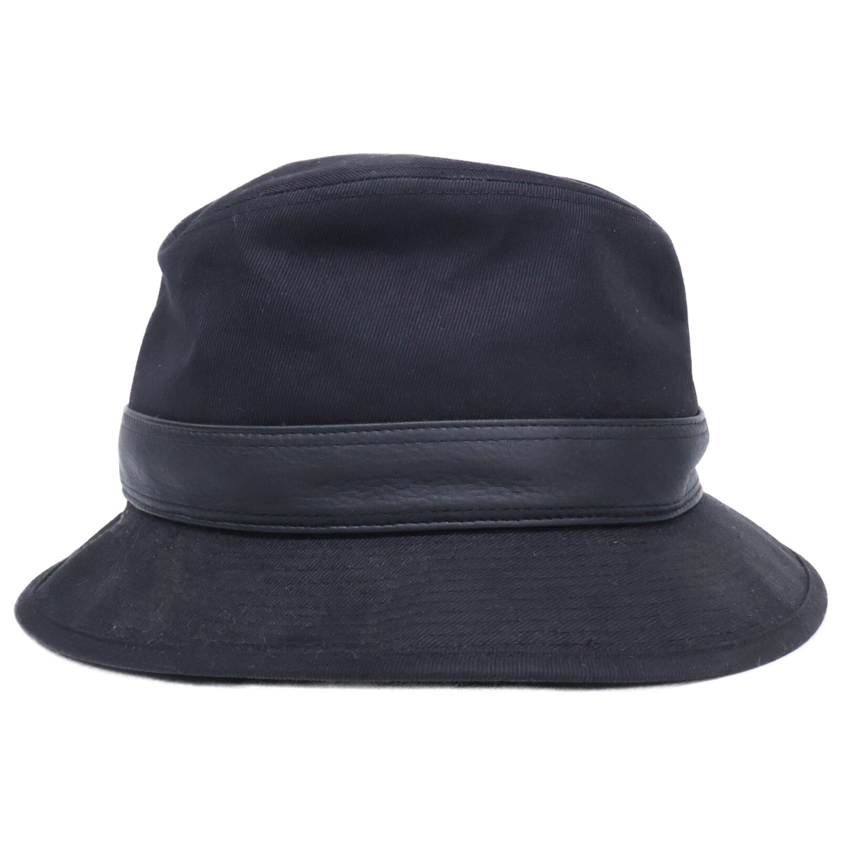 HERMES Cotton Deerskin Fedora Hat Black Size 58