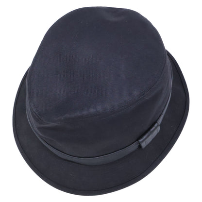 HERMES Cotton Deerskin Fedora Hat Black Size 58
