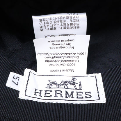 HERMES Black Cashmere Hat Size 57