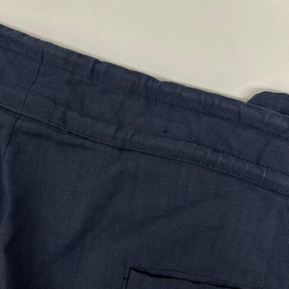 HERMES Linen Blend Leather/Sellier Shorts Blue Size 48