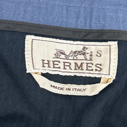 HERMES Linen Blend Leather/Sellier Shorts Blue Size 48