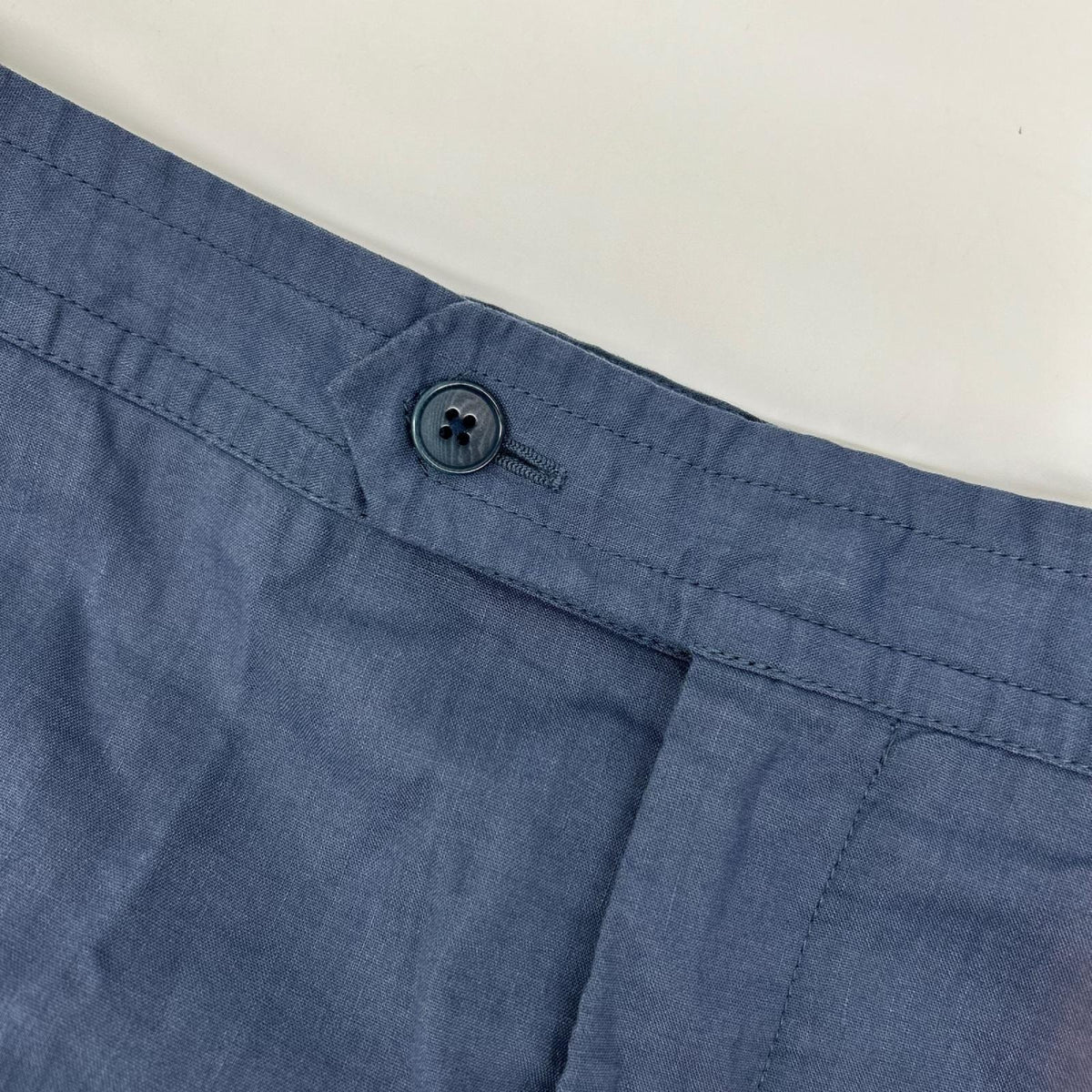 HERMES Linen Blend Leather/Sellier Shorts Blue Size 48