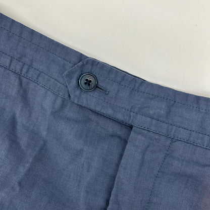 HERMES Linen Blend Leather/Sellier Shorts Blue Size 48