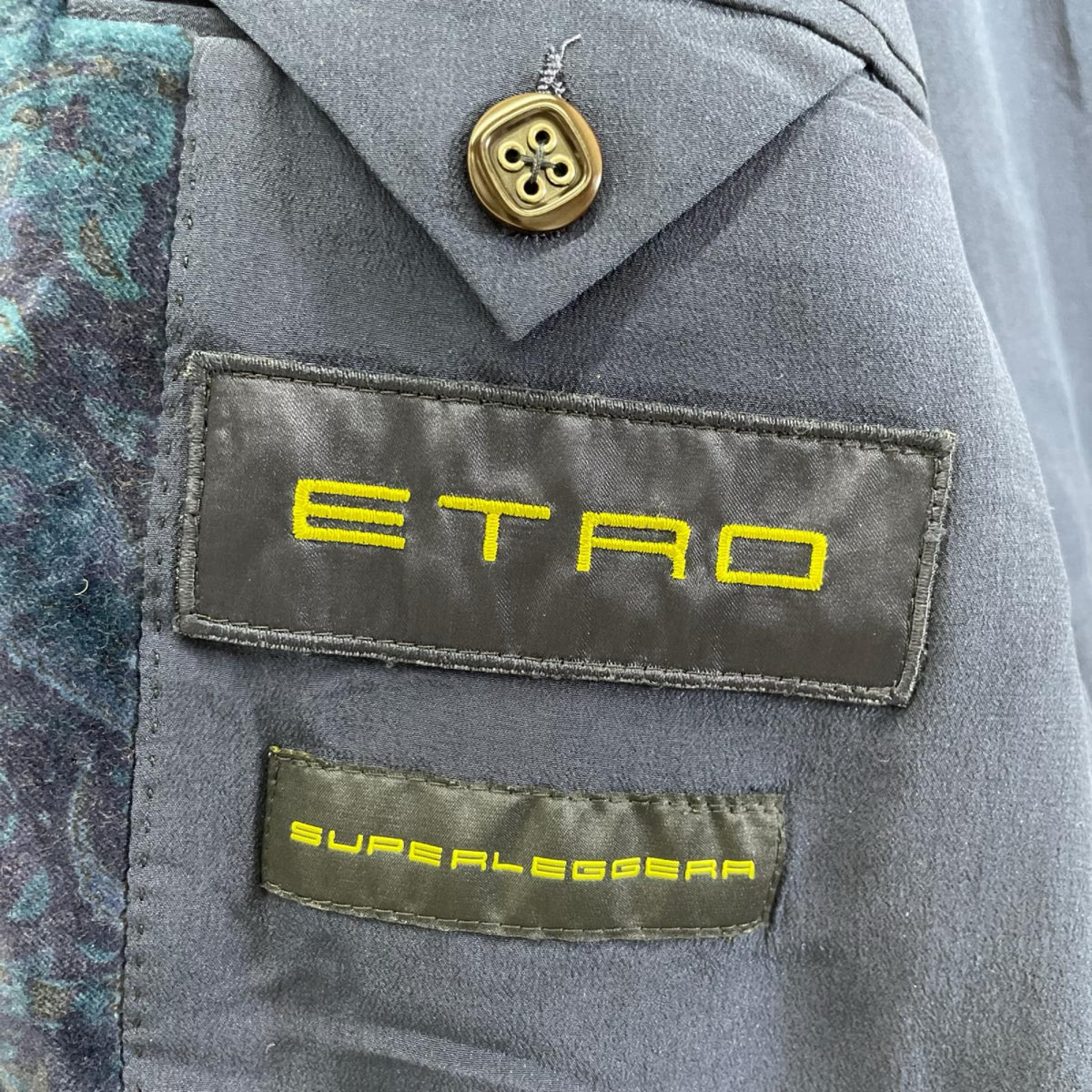 ETRO SUPERLEGGERA Velour Jacket Navy Size 56