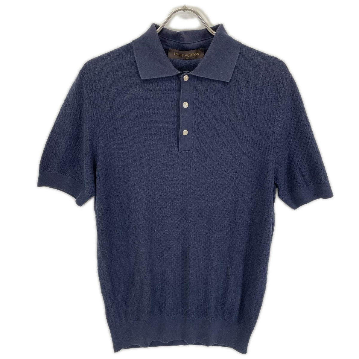 LOUIS VUITTON Cotton Silk Cashmere Knit Shirt Navy Size L