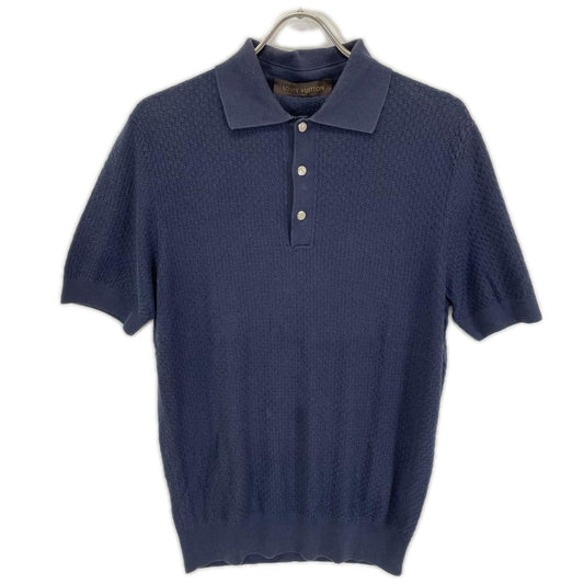 LOUIS VUITTON Cotton Silk Cashmere Knit Shirt Navy Size L