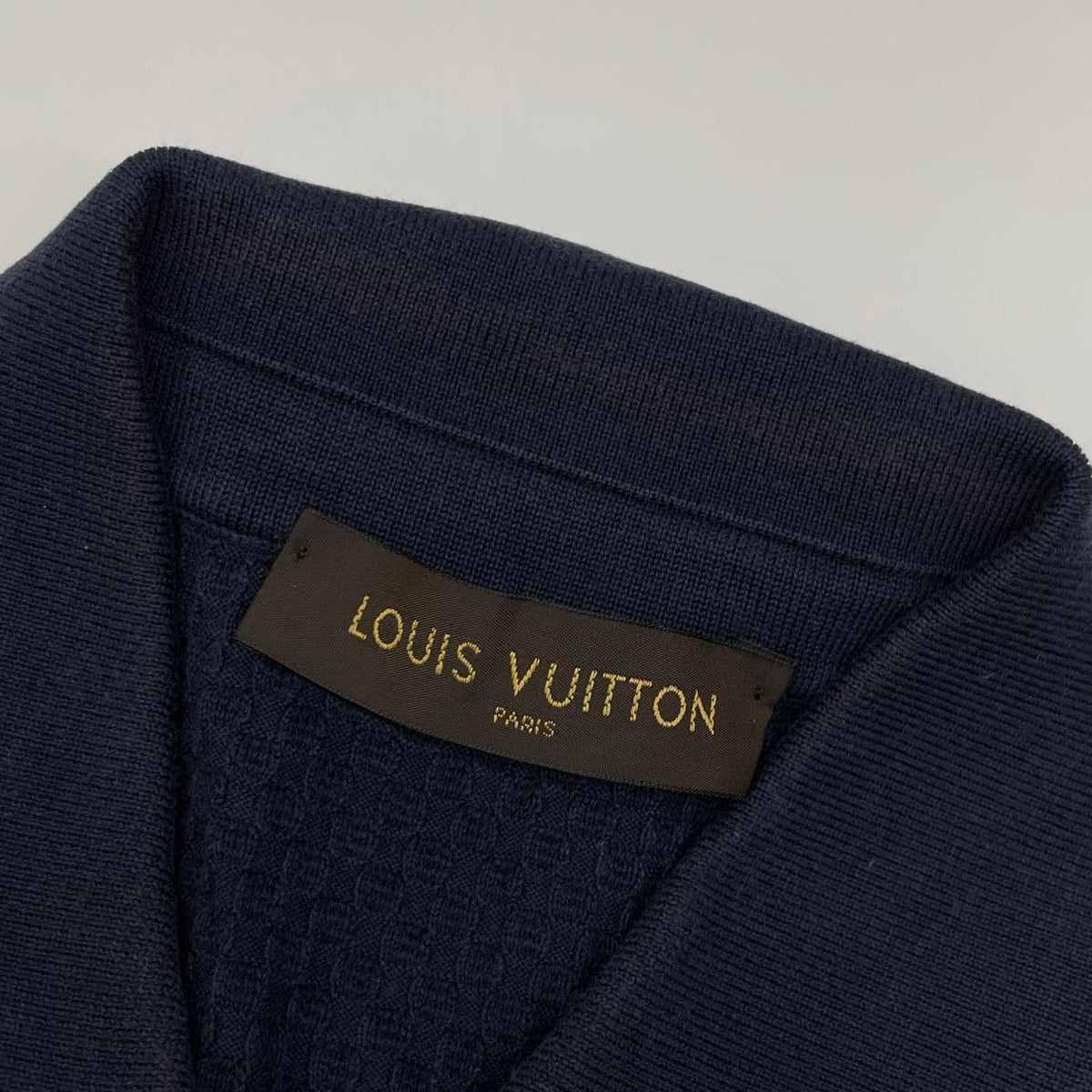 LOUIS VUITTON Cotton Silk Cashmere Knit Shirt Navy Size L
