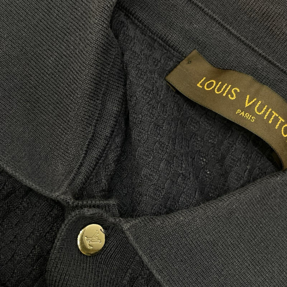 LOUIS VUITTON Cotton Silk Cashmere Knit Shirt Navy Size L