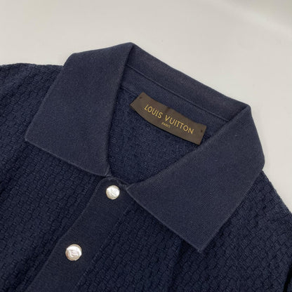 LOUIS VUITTON Cotton Silk Cashmere Knit Shirt Navy Size L