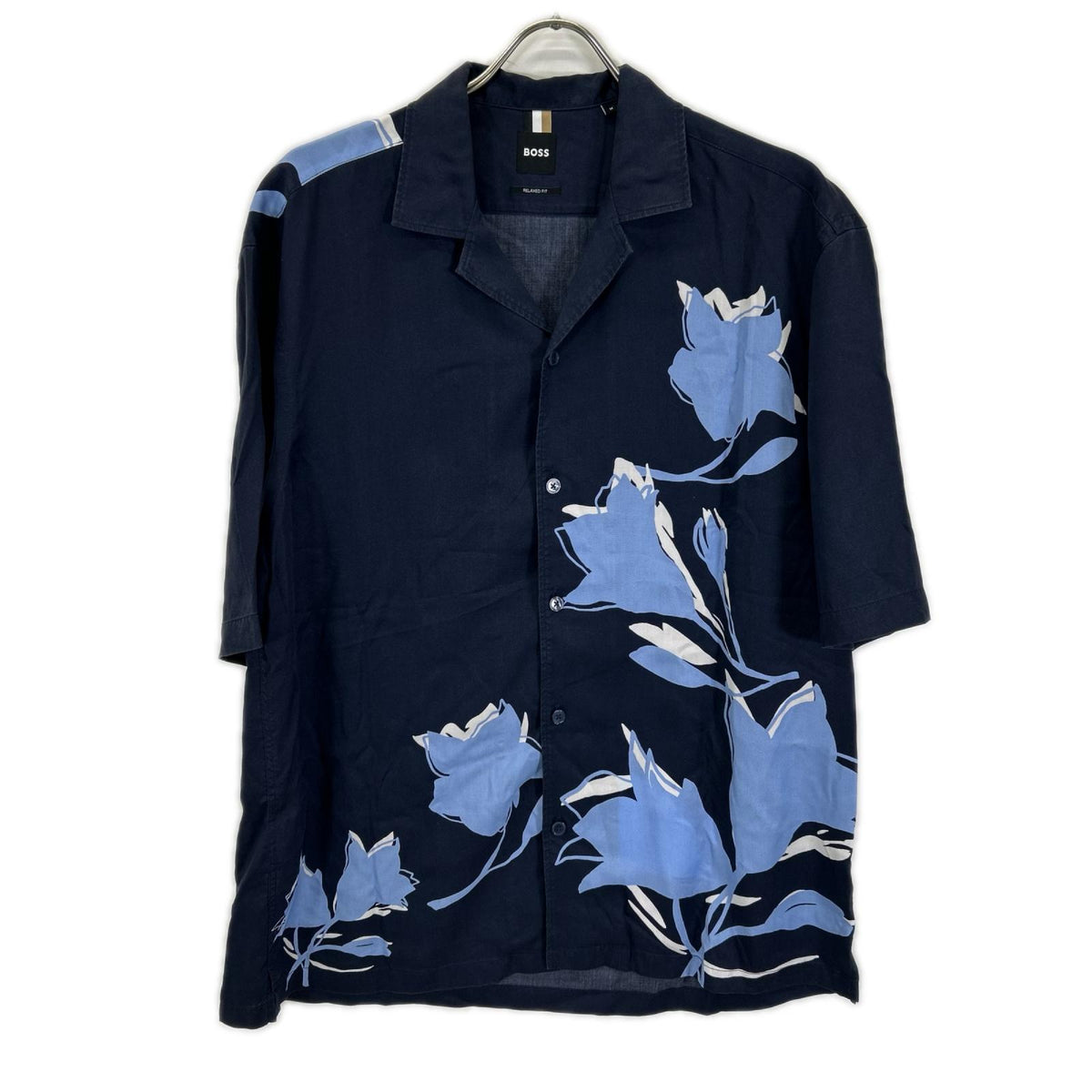 BOSS Navy Relaxed Fit Short Sleeve Shirt Size M