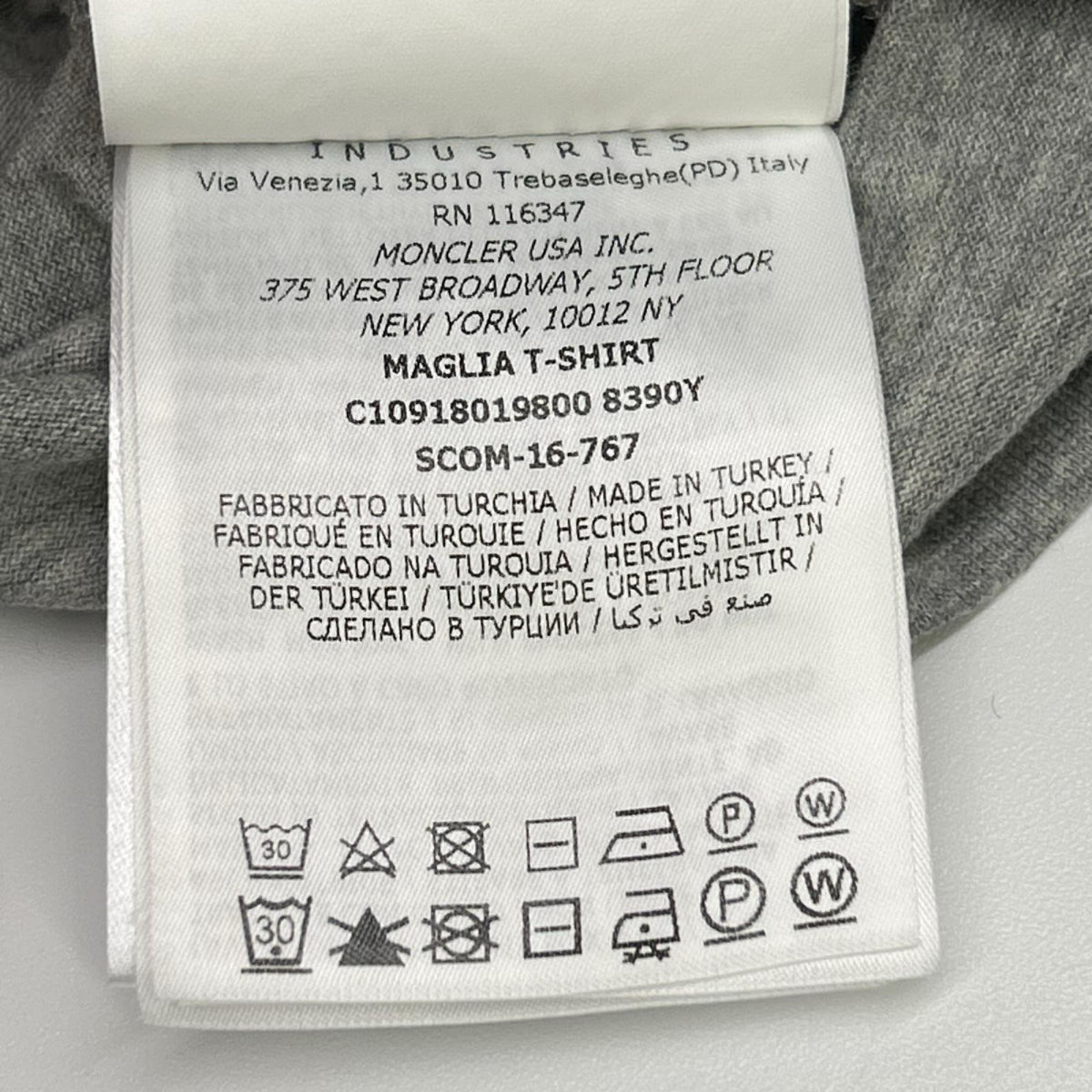 MONCLER 16SS Gray Chest Pocket Cotton T-Shirt Size XL