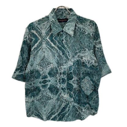 LOUIS VUITTON 21SS Salt Print Marble Short Blue Rayon Shirt Size M