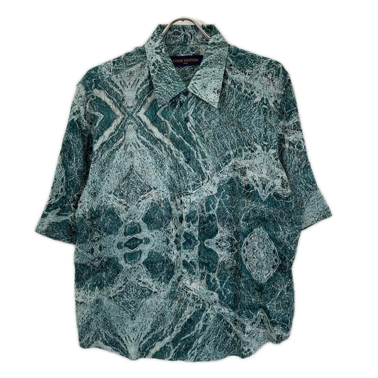 LOUIS VUITTON 21SS Salt Print Marble Short Blue Rayon Shirt Size M