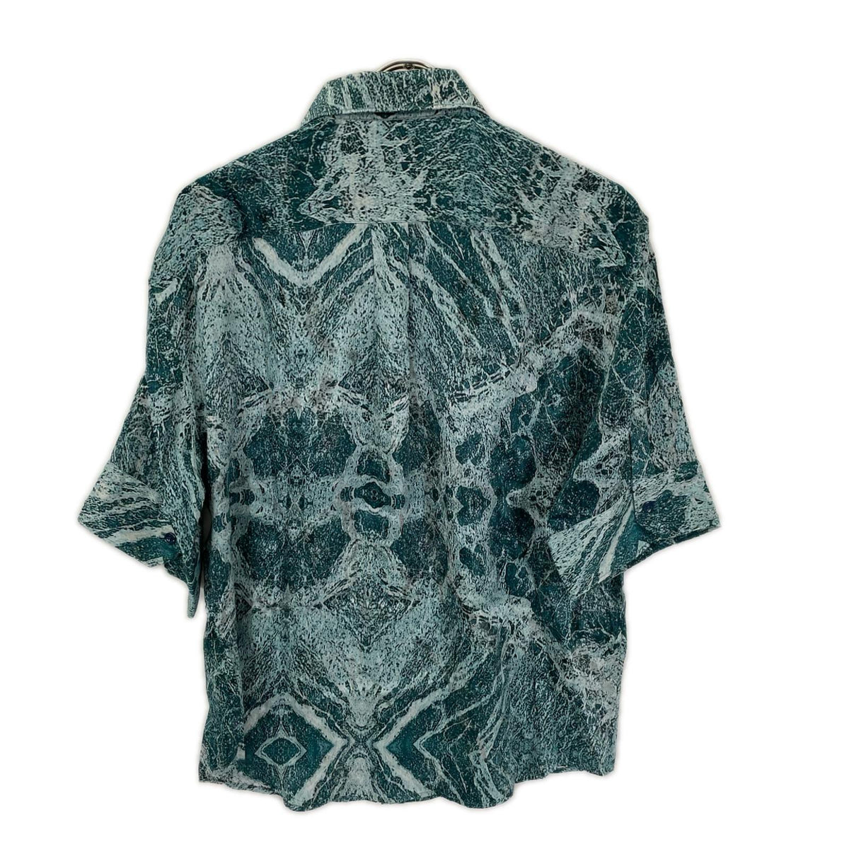 LOUIS VUITTON 21SS Salt Print Marble Short Blue Rayon Shirt Size M