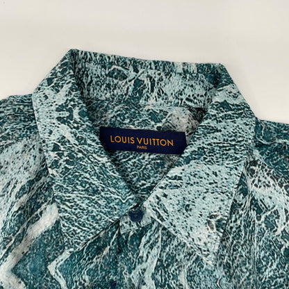 LOUIS VUITTON 21SS Salt Print Marble Short Blue Rayon Shirt Size M