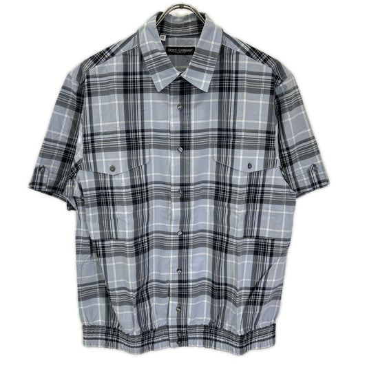 DOLCE&GABBANA Blue Check Half-Sleeve Shirt Size 41