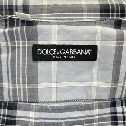 DOLCE&GABBANA Blue Check Half-Sleeve Shirt Size 41