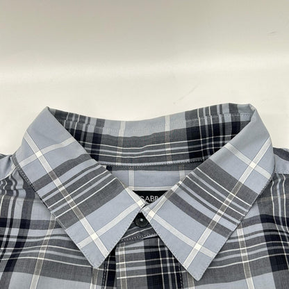 DOLCE&GABBANA Blue Check Half-Sleeve Shirt Size 41