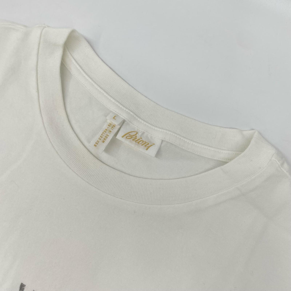 Brioni White Cotton T-Shirt Size L